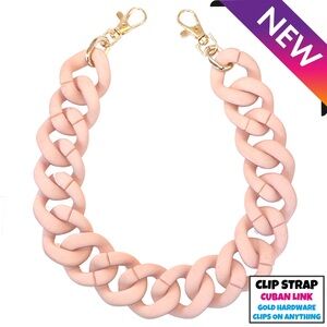 Cuban Link Purse Chain Clip Strap DUSTY CORAL MATTE